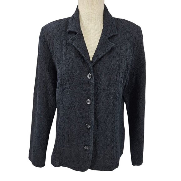 Focus Casual Life Textured Blazer Jacket Black Women’s Size S Lagenlook Career - Picture 1 of 11